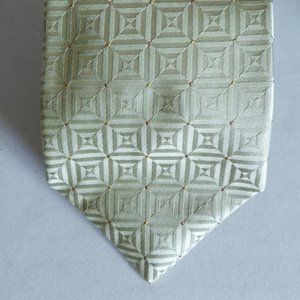 XMI SIGNATURE BRAND MENS 100% SILK MINT GREEN GEOMETRIC TIE (PRE-OWNED)